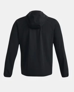 UNDER ARMOUR - Giacca da uomo nera idroprepellente antivento con zip frontale e cappuccio