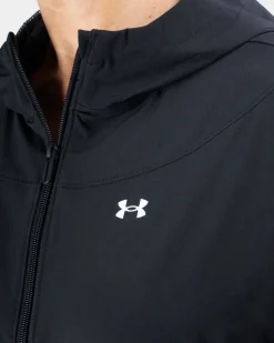 UNDER ARMOUR - GIACCA LEGGERA CON CAPPUCCIO FULL ZIP RIVAL WOVEN JKT HD NERA DA DONNA , 6004849_0005