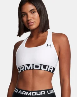 UNDER ARMOUR - REGGISENO SPORTIVO HG AUTHENTICS MID BRANDED BIANCO DA DONNA, 1383544_0100