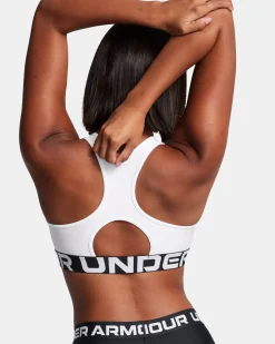 UNDER ARMOUR - REGGISENO SPORTIVO HG AUTHENTICS MID BRANDED BIANCO DA DONNA, 1383544_0100