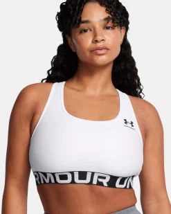 UNDER ARMOUR - REGGISENO SPORTIVO HG AUTHENTICS MID BRANDED BIANCO DA DONNA, 1383544_0100