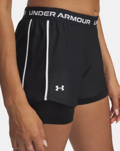 UNDER ARMOUR  - SHORT TECH PLAY UP 2IN1 NERI CON DETTAGLI BIANCHI DA DONNA,  1389895_0001