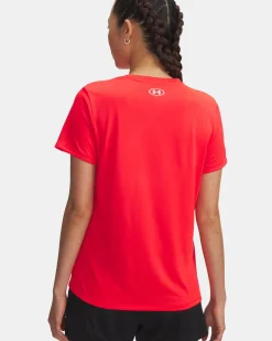 UNDER ARMOUR -T-SHIRT MEZZA MANICA TECH SSC - SOLID ROSSA  DA DONNA, 1384231_0714