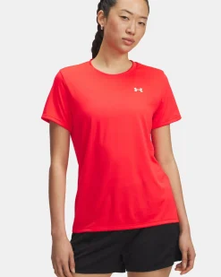 UNDER ARMOUR -T-SHIRT MEZZA MANICA TECH SSC - SOLID ROSSA  DA DONNA, 1384231_0714