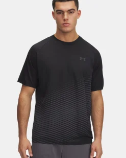 UNDER ARMOUR-T-SHIRT MEZZA MANICA TECH FADE SS NERA CON DETTAGLI GRIGI  DA UOMO, 6005916_0001