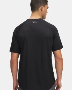 UNDER ARMOUR-T-SHIRT MEZZA MANICA TECH FADE SS NERA CON DETTAGLI GRIGI  DA UOMO, 6005916_0001