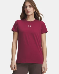 UNDER ARMOUR  - T- SHIRT MEZZA MANICA OFF CAMPUS CORE SS ROSSO BORDEAUX DA DONNA,  1383648_0622