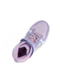 UNICORNO  - Sneakers alta lilla da bambina con luci e strappo