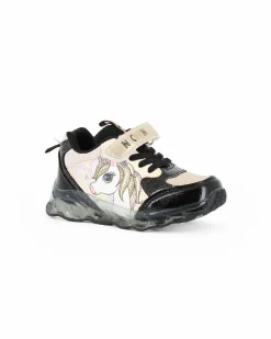 UNICORNO - Sneakers oro e nera da bimba con luci e strappo