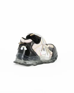 UNICORNO - Sneakers oro e nera da bimba con luci e strappo
