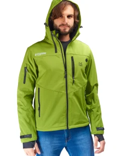 UNIVERS - GIACCA DA CACCIA MOENA VERDE LIME IN SOFTSHELL IMPERMEABILE