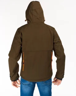 UNIVERS - GIACCA DA CACCIA MOENA VERDE E ARANCIONE IN SOFTSHELL IMPERMEABILE