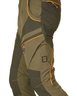 UNIVERS - PANTALONE ALPI DA CACCIA VERDE E ARANCIONE ELASTICIZZATO