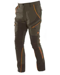 UNIVERS - PANTALONE ALPI DA CACCIA VERDE E ARANCIONE ELASTICIZZATO