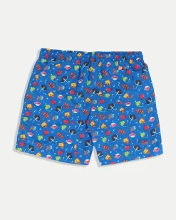 WAIKIKI RUN - BOXER MARE JUNIOR ( 6-13 ANNI) AZZURRI CON DETTAGLI GRAFICI MULTICOLOR, PESCETTI
