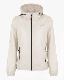 WAIKIKI RUN- K-WAY CON CAPPUCCIO DONNA BIANCO PERLA  CON DETTAGLI FUXIA - LESINA