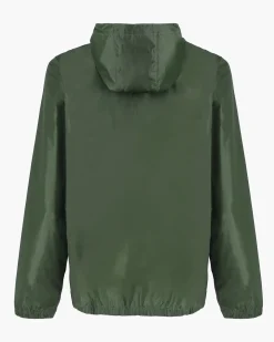 WAIKIKI RUN- K-WAY CON CAPPUCCIO FULL ZIP  UOMO VERDE MILITARE CON DETTAGLI ARANCIONI FLUO - VERANO