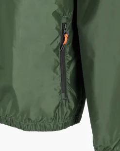WAIKIKI RUN- K-WAY CON CAPPUCCIO FULL ZIP  UOMO VERDE MILITARE CON DETTAGLI ARANCIONI FLUO - VERANO