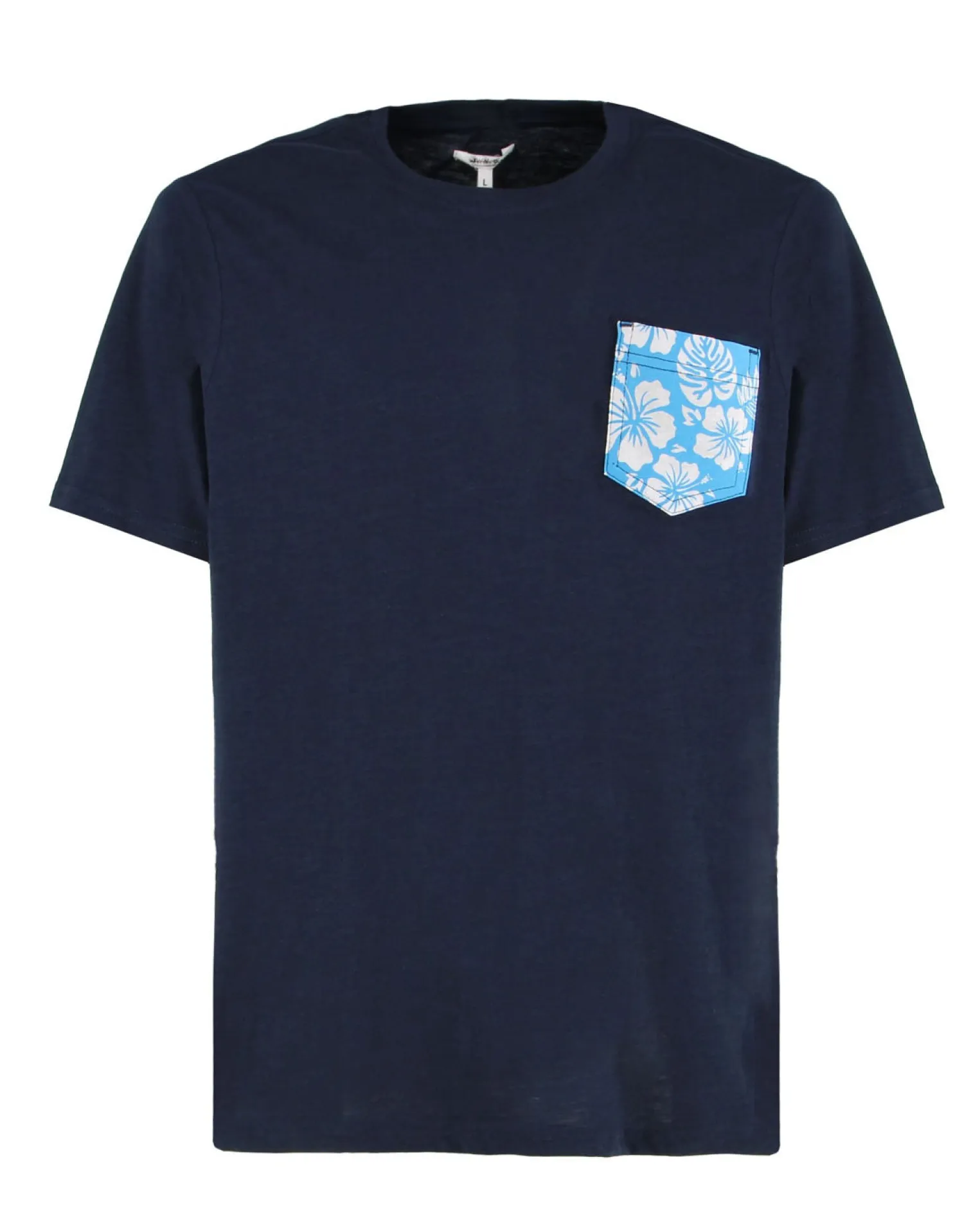 WAIKIKI RUN - T-SHIRT MEZZA MANICA CON TASCHINO BLU CON DETTAGLI FLOREALI, URANIO