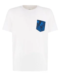 WAIKIKI RUN - T-SHIRT MEZZA MANICA CON TASCHINO  BIANCA CON DETTAGLI FLOREALI, URANIO