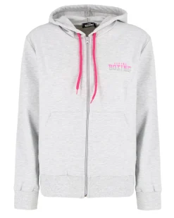 XTREME BOXING - Felpa con cappuccio e zip completa grigia da donna in cotone