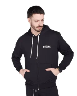 XTREME BOXING - Felpa con cappuccio full zip nero in cotone