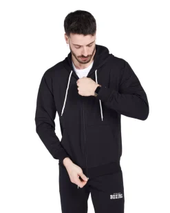 XTREME BOXING - Felpa con cappuccio full zip nero in cotone