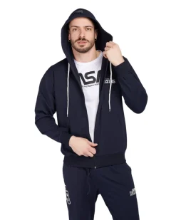 XTREME BOXING - Felpa con cappuccio full zip blu in cotone