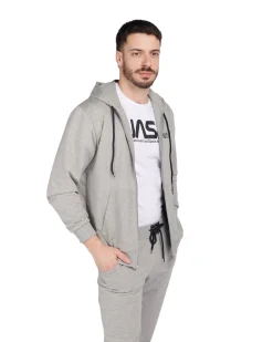 XTREME BOXING - Felpa con cappuccio full zip grigo in cotone