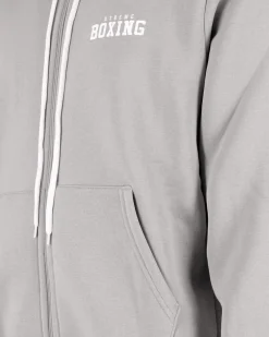 XTREME BOXING - FELPA GRIGIA DA UOMO CON ZIP E CAPPUCCIO