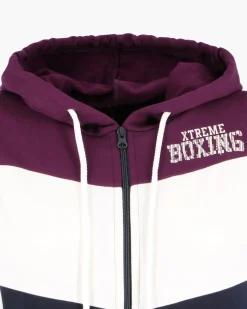 XTREME BOXING - FELPA VIOLA/BIANCO/BLU DA DONNA FULL ZIP CON CAPPUCCIO