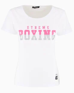 XTREME BOXING - TSHIRT BIANCA DA DONNA CON LOGO GLITTER