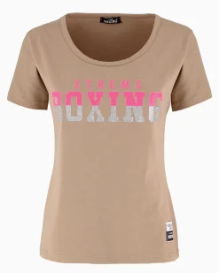 XTREME BOXING - TSHIRT CAMEL DA DONNA CON LOGO GLITTER
