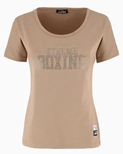 XTREME BOXING - TSHIRT CAMEL DA DONNA CON LOGO STRASS