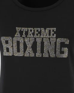 XTREME BOXING - TSHIRT NERA DA DONNA CON LOGO STRASS