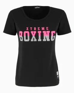 XTREME BOXING - TSHIRT NERA DA DONNA CON LOGO GLITTER
