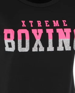 XTREME BOXING - TSHIRT NERA DA DONNA CON LOGO GLITTER
