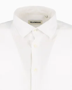 YELLOW DOG - Camicia manica lunga riga goffrato bianca in cotone