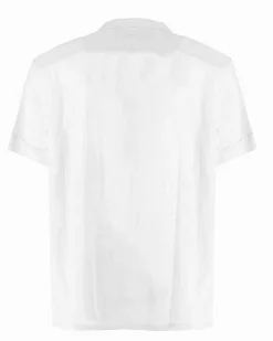 YELLOW DOG - CAMICIA MEZZA MANICA BIANCA, SCOLLO A V E LACCI FROTALI