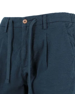 YELLOW DOG - Pantalaccio tasca america riga goffrato blu