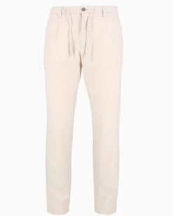 YELLOW DOG - Pantalone beige tasca america con laccio misto lino