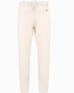 YELLOW DOG - Pantalone beige tasca america con laccio misto lino