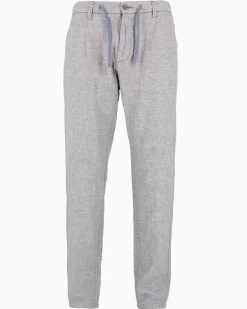 YELLOW DOG - Pantalone blu tasca america con laccio misto lino
