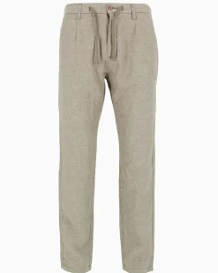 YELLOW DOG - Pantalone verde salvia tasca america con laccio misto lino