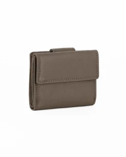YOU YOUNG COVERI - Portafoglio taupe in VERA PELLE con pattina e taschino portamontete
