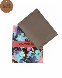YOU YOUNG COVERI - Portafoglio taupe in VERA PELLE da donna