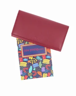 YOU YOUNG COVERI - Portafoglio rubino in VERA PELLE da donna con patta