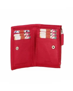 YOU YOUNG COVERI - Portafoglio rosso in VERA PELLE da donna con tasca frontale