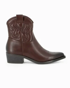 ZOE - Stivale texano marrone con zip laterale, tacco 4,5CM