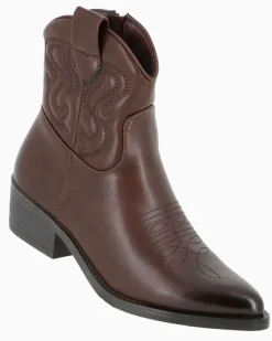 ZOE - Stivale texano marrone con zip laterale, tacco 4,5CM